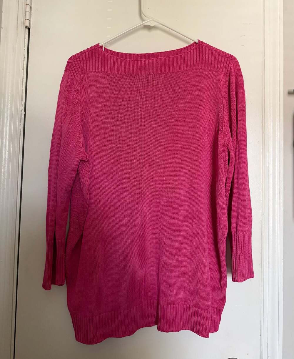 Ralph Lauren Women's 3X Hot Pink Boat Neck Pullover Sweater 100% Silk